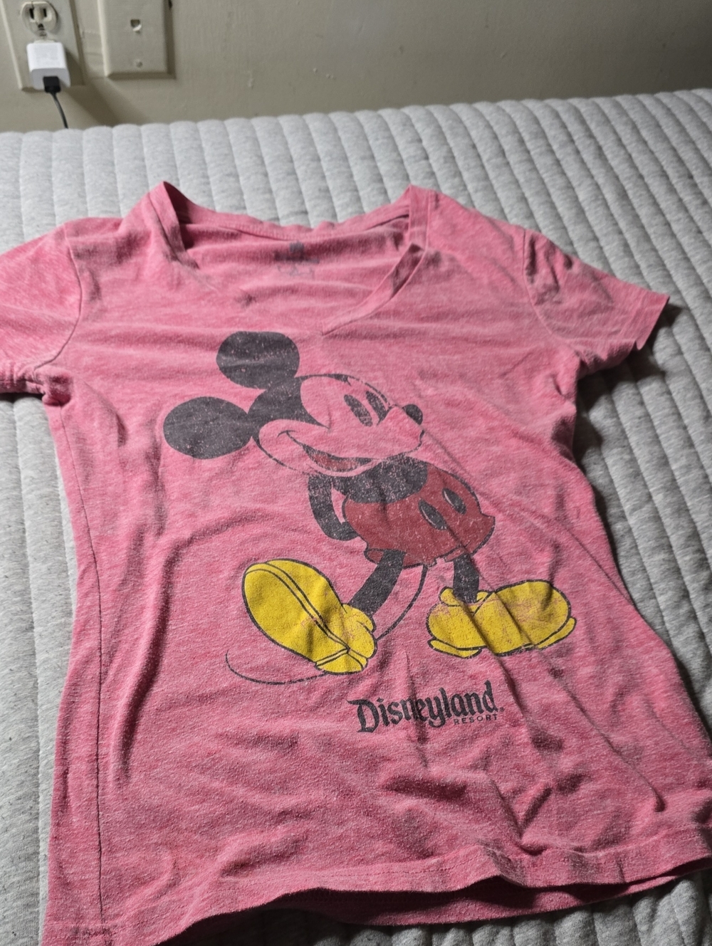 Disney Pink Mickey Mouse Graphic Tee with Yellow Shoe Accents